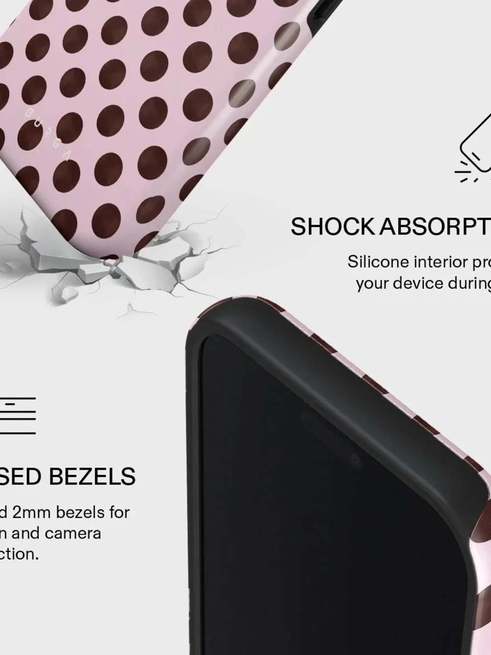 NWT BURGA New Crush - iPhone 17 Pro Max Case, Pink Polka Dot Phone Case